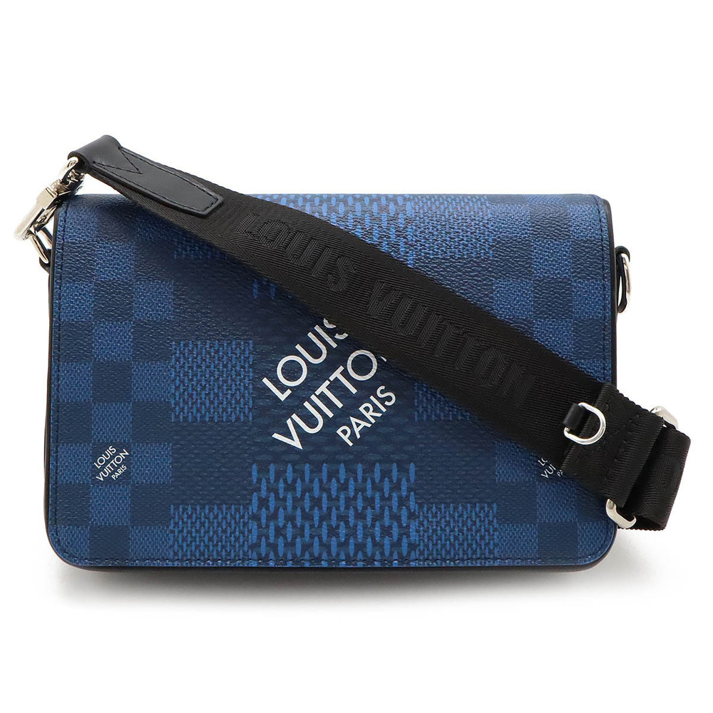 LOUIS VUITTON Damier Graphite Black Studio Messenger Bag Marine Blue